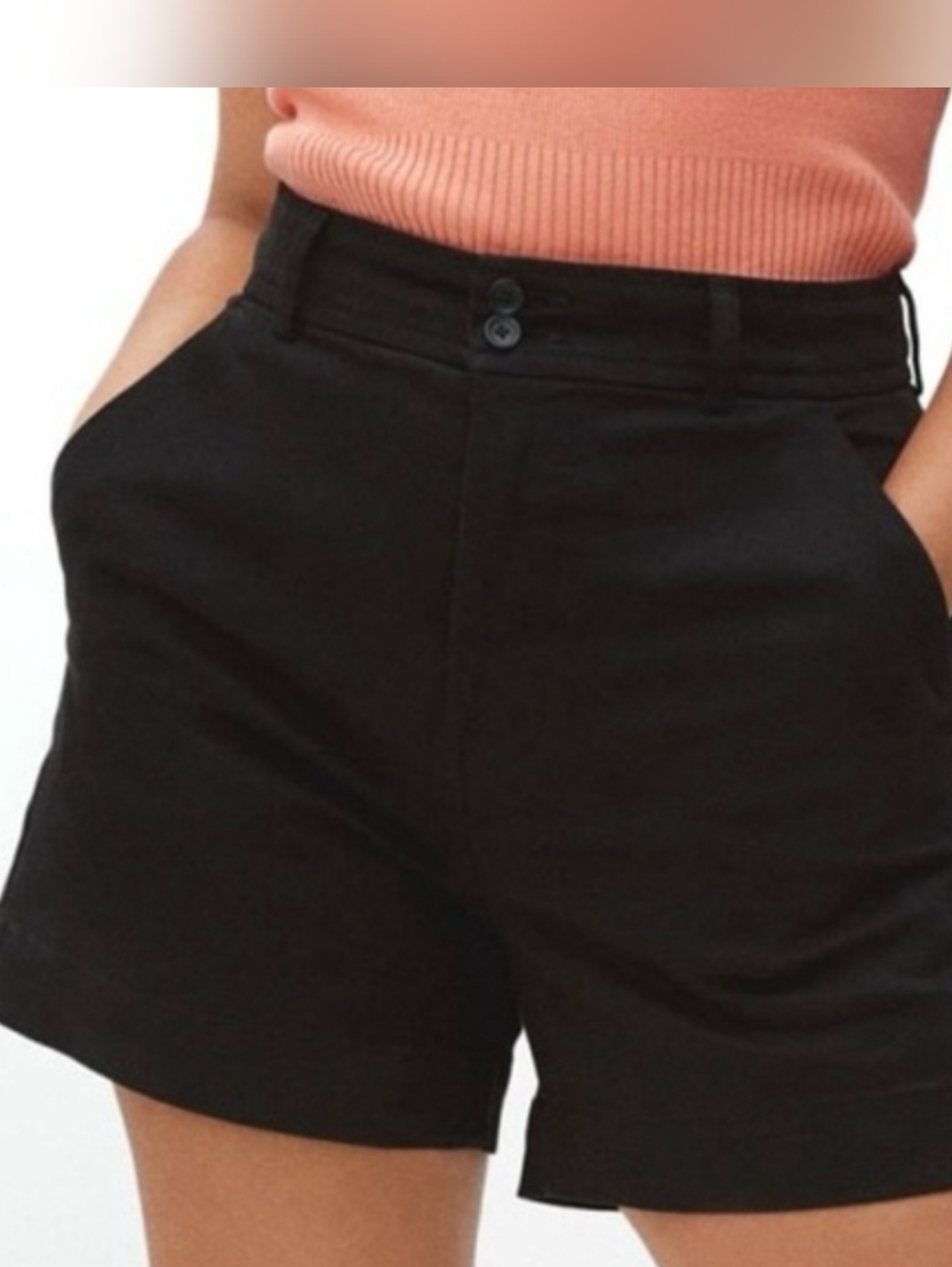 Everlane Way High Twill  Black Denim High Rise Waist Shorts